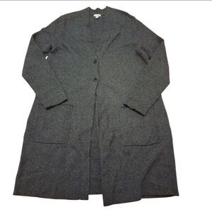 J. Jill Long Duster Cardigan Sweater Charcoal Black Gray Size M